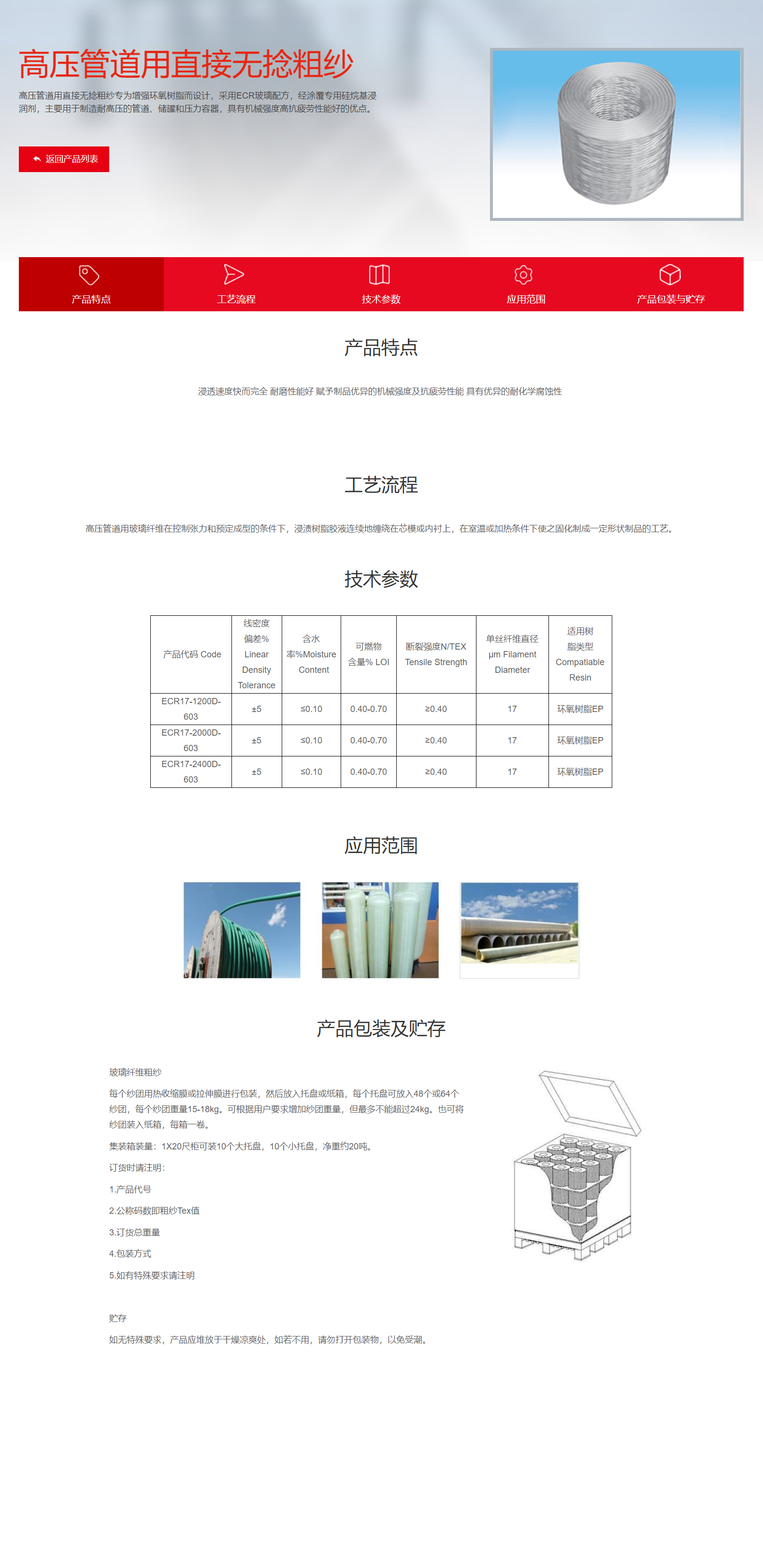 高压管道用直接无捻粗纱